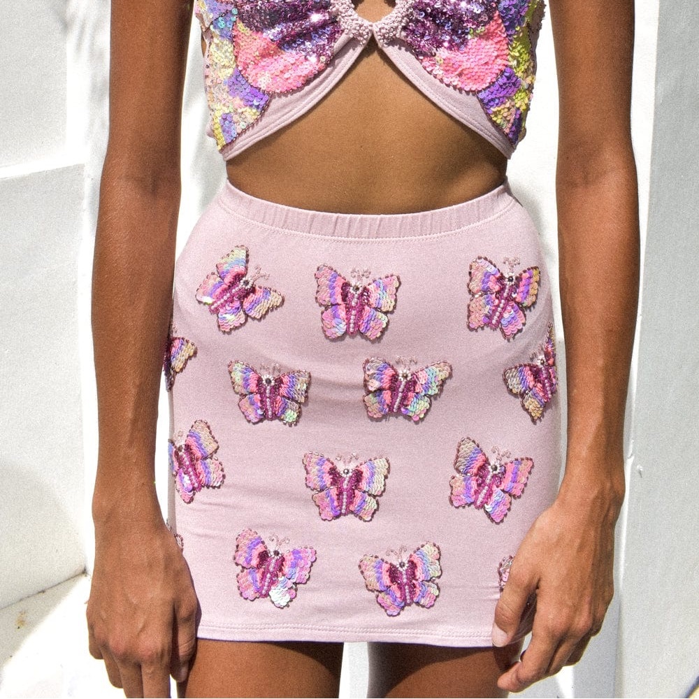HER PONY THE LABEL Embellished Butterfly Mini Skirt